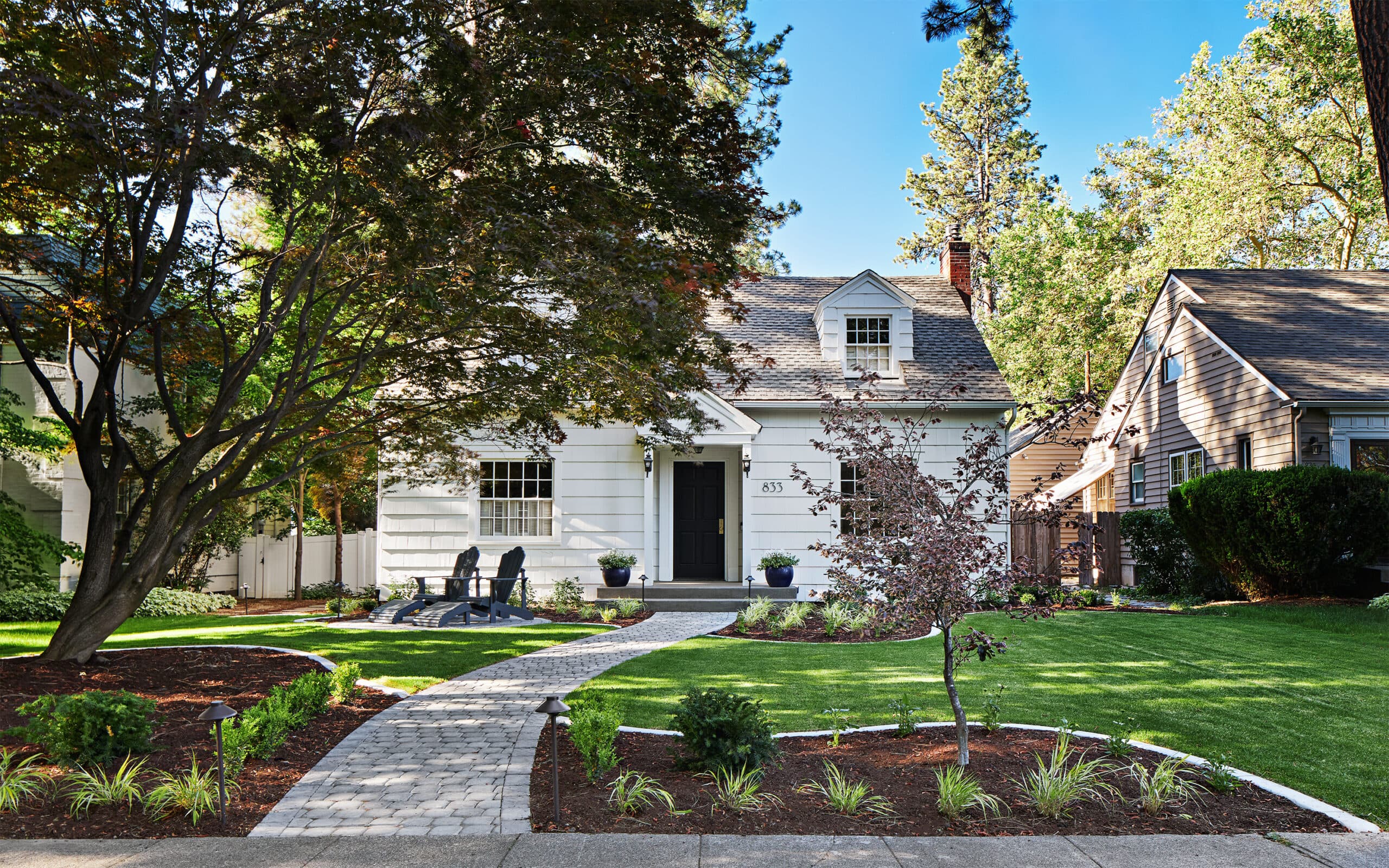 Manicured front lawn and walkway